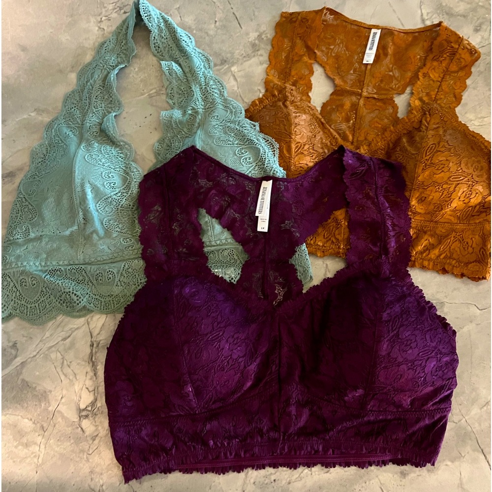 Zenana Lacy Bralettes - New - Lot of 3